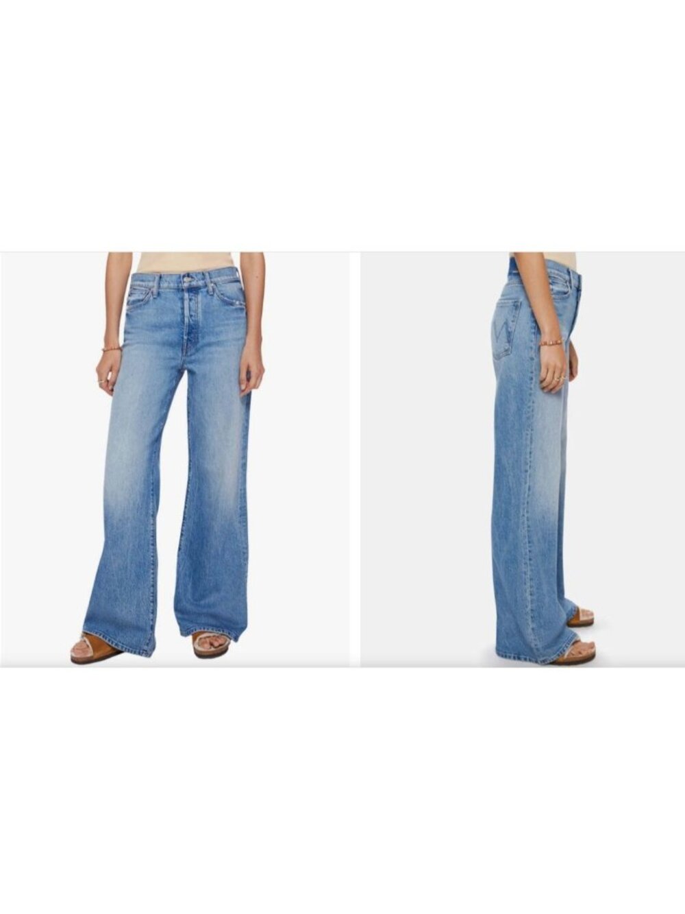 MOTHER The Ditcher Roller Sneak!Light Blue Wide-Leg Jeans In Psych - Picture 2 of 6